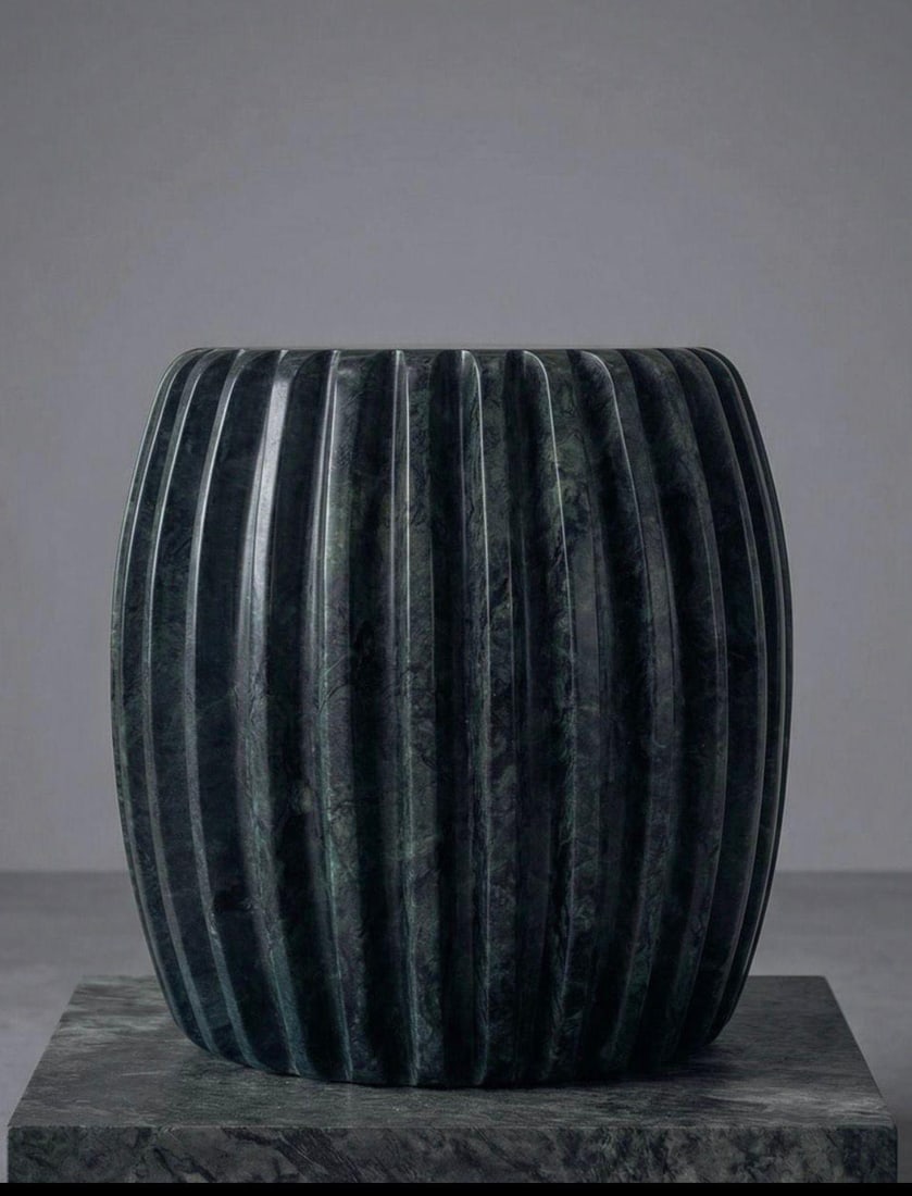 Jay Boggo Banco Cacau Stool / Side Table Smoked Pierre Savon (created in partnership with Maqstone): Jay BoggoBanco CacauStool / Side TableSmoked Pierre Savon (created in partnership with Maqstone)Limited edition 1/8Date of creation: 2023H42 W40 cmThe Banco Cacau reinterprets the iconography of