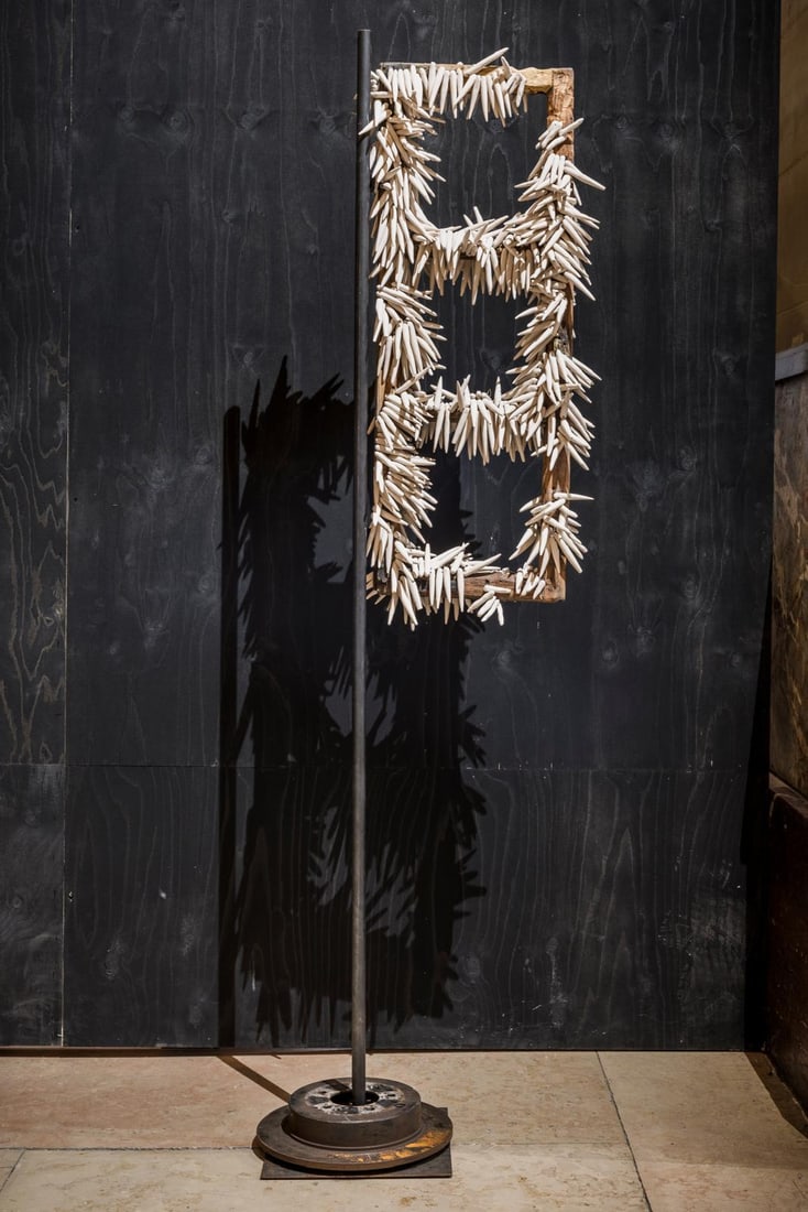 Juliette Somnolet FLAGS Sculpture Windows, metal, ceramic, brass wire, beeswax H180 W40 D30 cm (1 of 1)