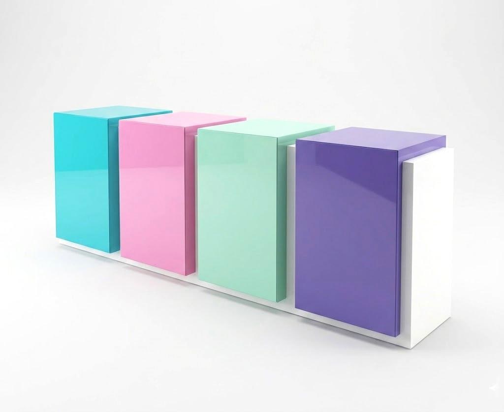 Cleto Munari Disordinata 4-door sideboard H85 W200 D60 cm Used in a design exhibition in New: Cleto Munari Disordinata 4-door sideboard H85 W200 D60 cm Used in a design exhibition in New York; shows signs of use consistent with its history.