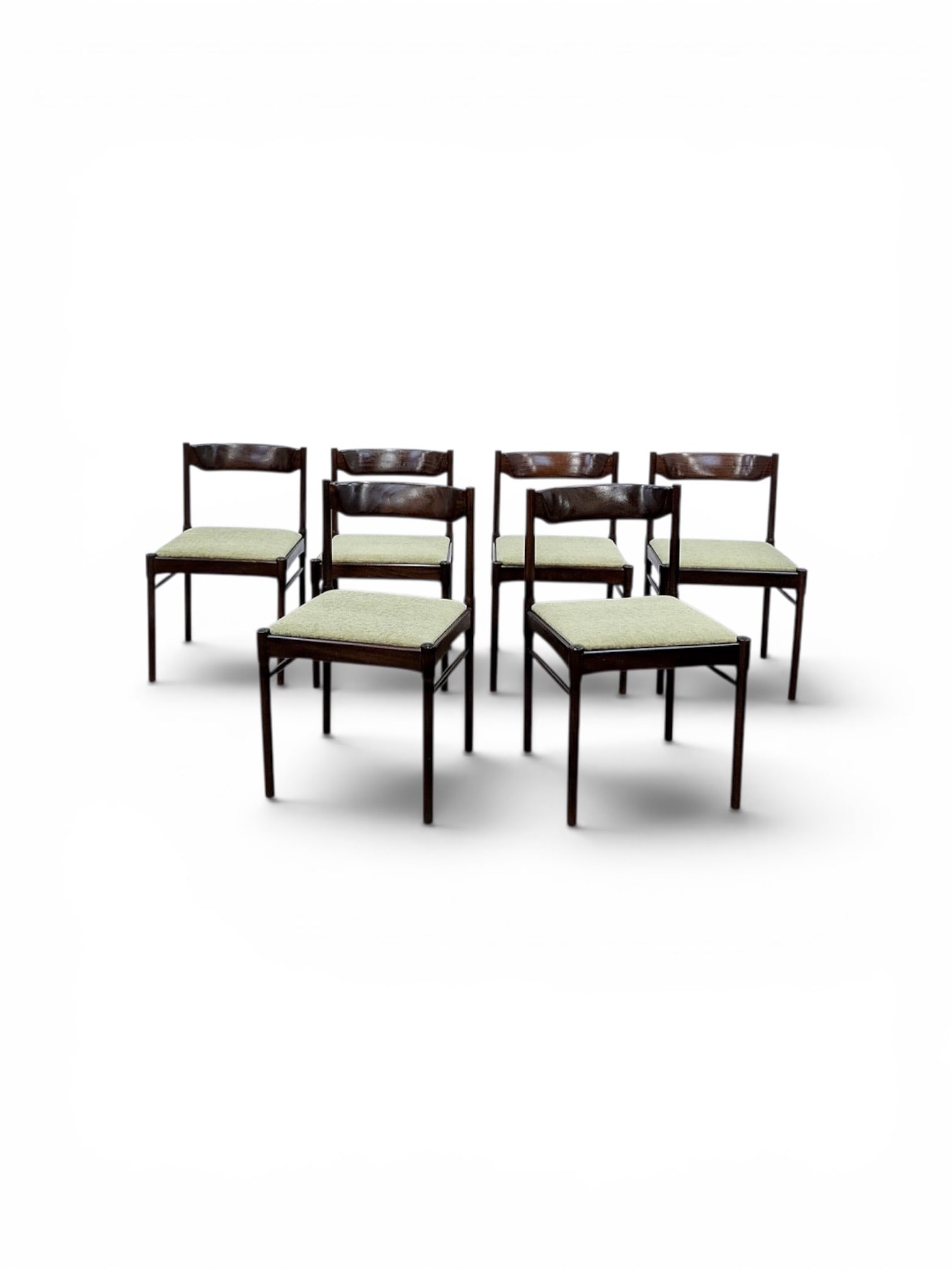Scandinavian design Six chairs Wood and fabric Date of creation: circa 1960 H77 W49 D45 cm (1 of 4)