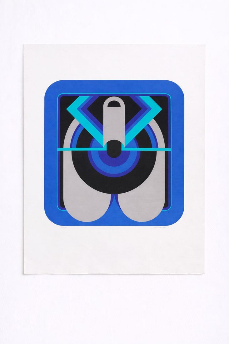 Anonymous Blue silkscreen print Hand-signed and numbered 193/200 - to be identified Date of: Anonymous Blue silkscreen print Hand-signed and numbered 193/200 - to be identified Date of creation: 1974 H45 W45 cm - unframed