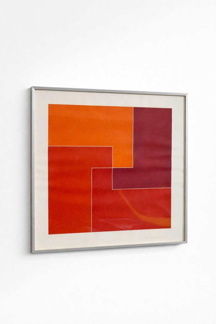 Anonymous Orange Silkscreen print Hand-signed; signature to be identified Date of creation:: Anonymous Orange Silkscreen print Hand-signed; signature to be identified Date of creation: 1970s H50 W50 cm - framed