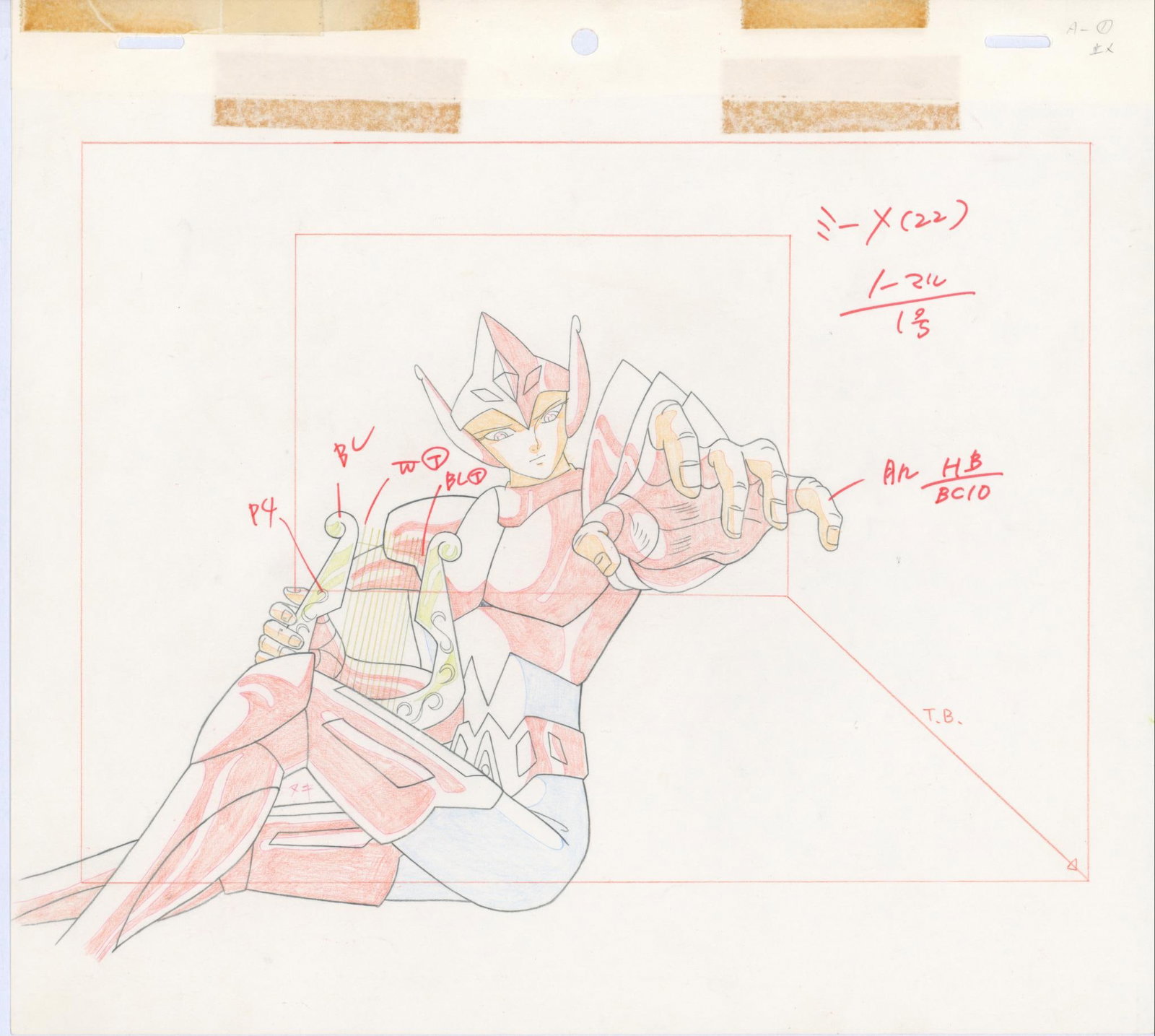 Saint Seiya Orpheus of the Lyre Two drawings created with graphite and colored pencils used in the: Saint SeiyaOrpheus of the Lyre Two drawings created with graphite and colored pencils used in the production of the anime based on Masami Kurumada’s work - Shingo Araki. Produced by Toei AnimationHa