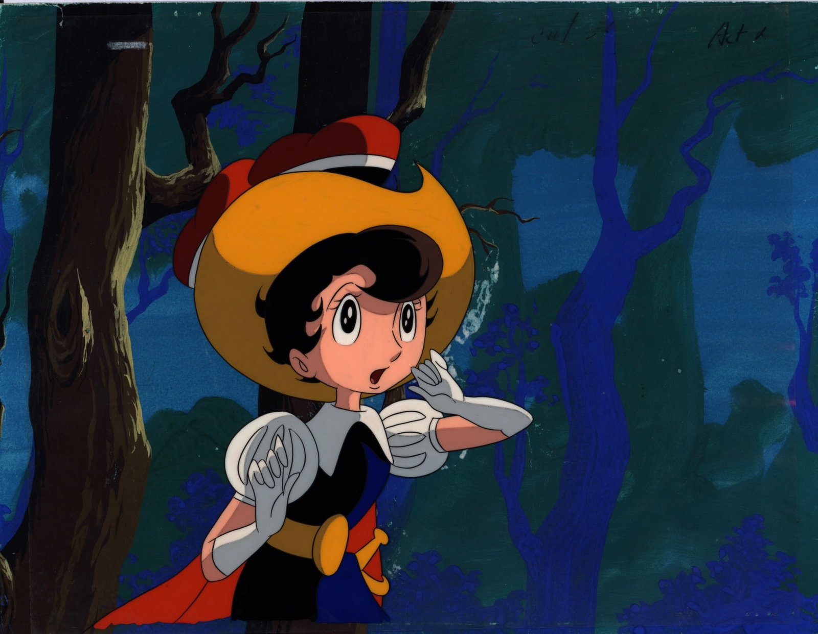 Princess Knight - Ribon no Kishi Princess Sapphire Hand-painted celluloid sheet used in the: Princess Knight - Ribon no KishiPrincess SapphireHand-painted celluloid sheet used in the production of the anime Princess Knight, based on the work of Osamu Tezuka. Executed in ink and gouache.Produc