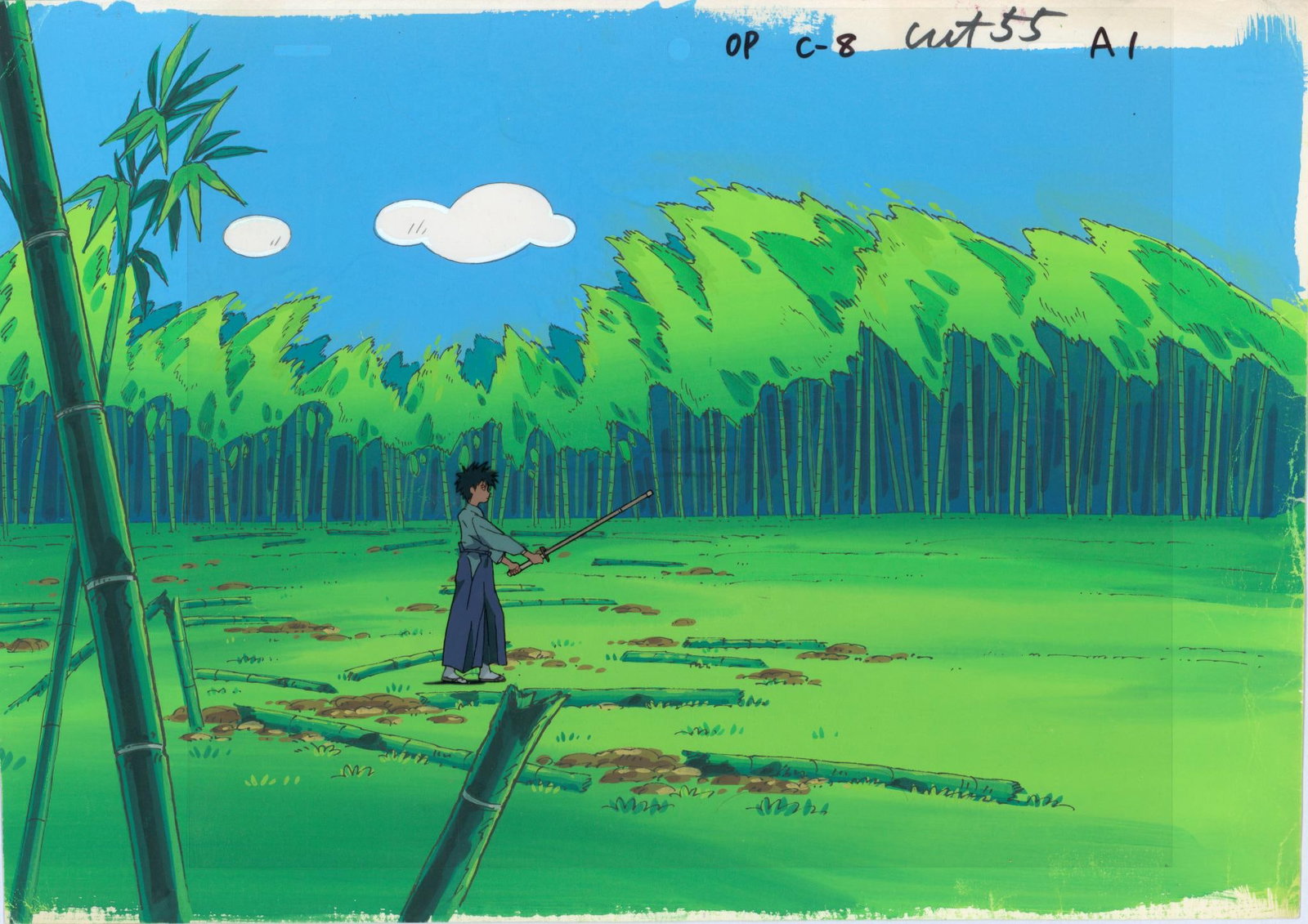 Rurouni Kenshin Original ink-and-gouache animation cell used in the production of the anime based (1 of 1)