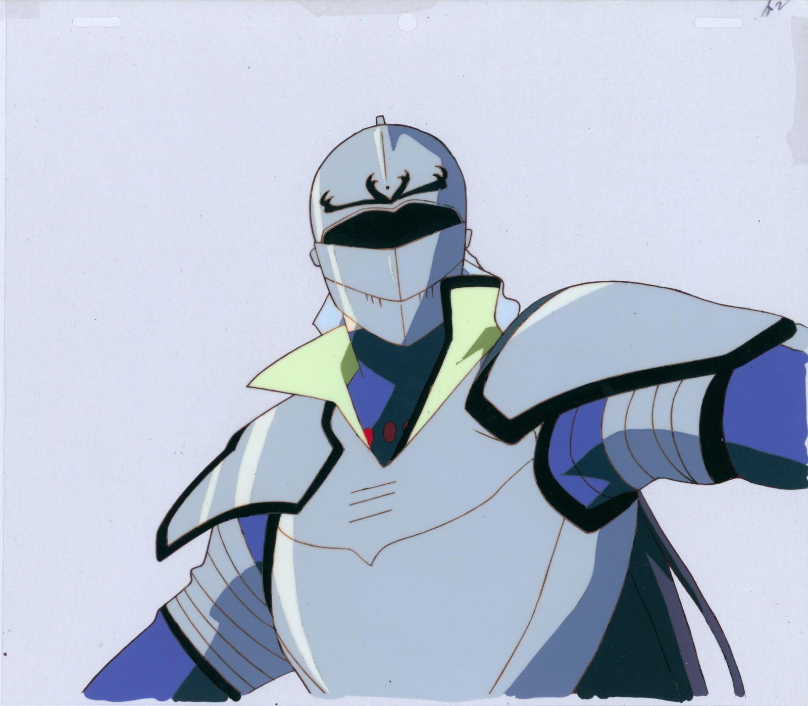 Queen Emeraldas Original ink-and-gouache cel used in the production of the anime, based on Leiji: Queen Emeraldas Original ink-and-gouache cel used in the production of the anime, based on Leiji Matsumoto Produced by Studio OLM 1998, JapanH23 W26 cmThis cel likely depicts Vaidas—a character in a