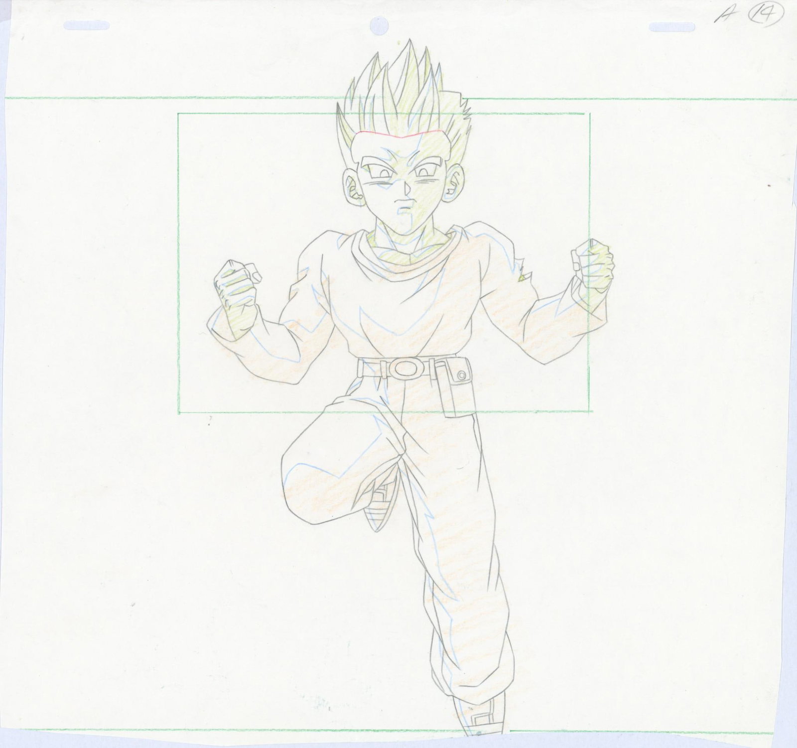 Dragon Ball GT Son Goten Pencil and colored pencil animation produced for the anime, based on the: Dragon Ball GT Son GotenPencil and colored pencil animation produced for the anime, based on the work of Akira ToriyamaProduced by Toei Animation 1996–1997, JapanH24.5 W26 cmDragon Ball GT is the on