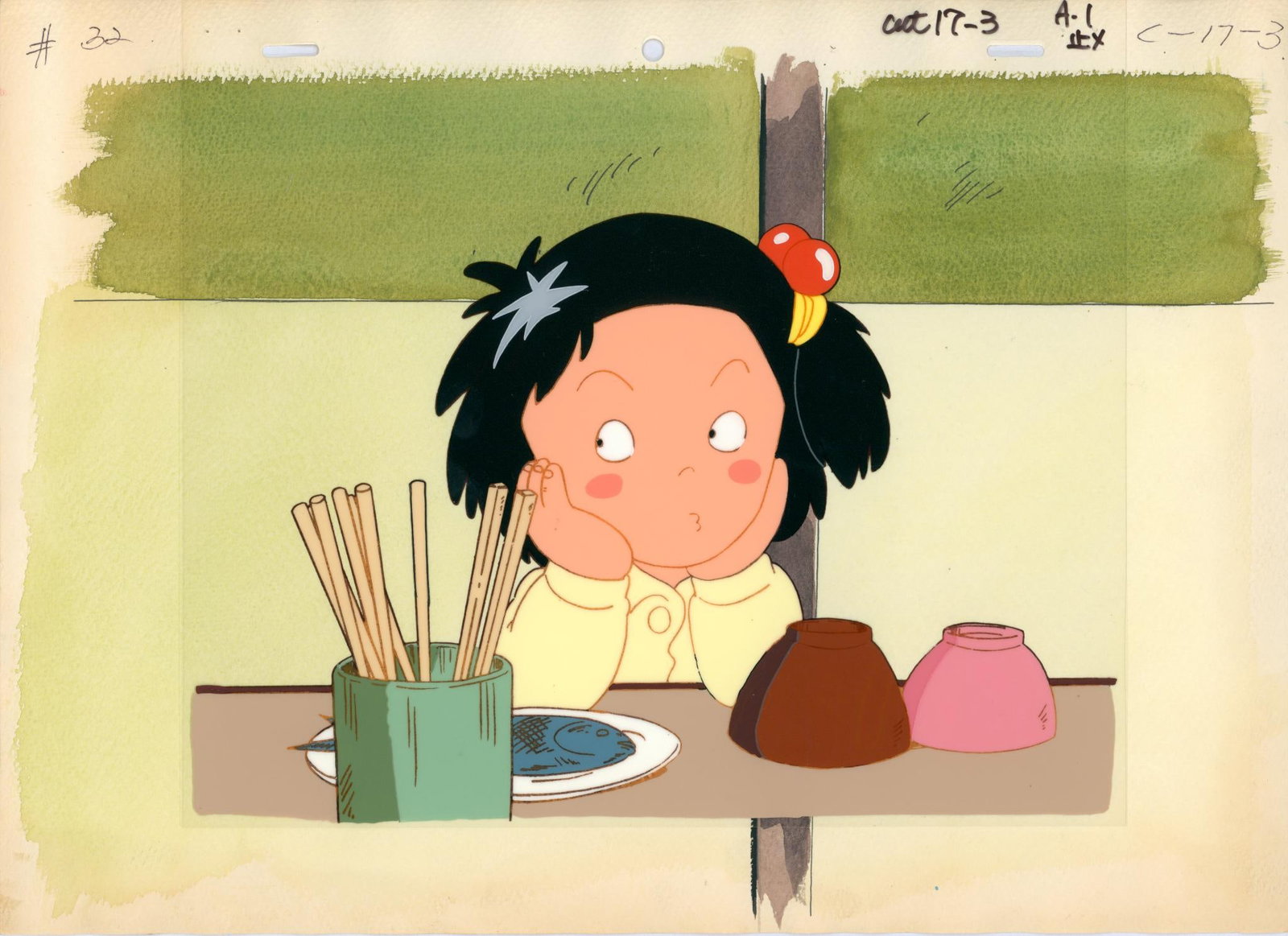 Chie, the Little Pest (Jarin-ko Chie) Chie Original double-layer celluloid painted with ink and (1 of 1)