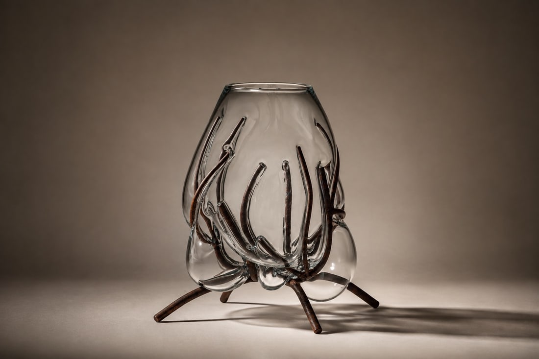 Carol Gay (born 1976) Raizes Vase Blown glass, solid copper circa 2020 H47 W31 D31 cm Created at (1 of 1)