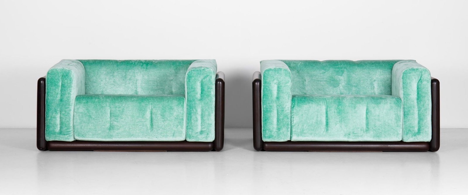 Carlo Scarpa (1906–1978) Cornaro 140 Pair of armchairs Solid wood frame, chenille velvet (1 of 1)