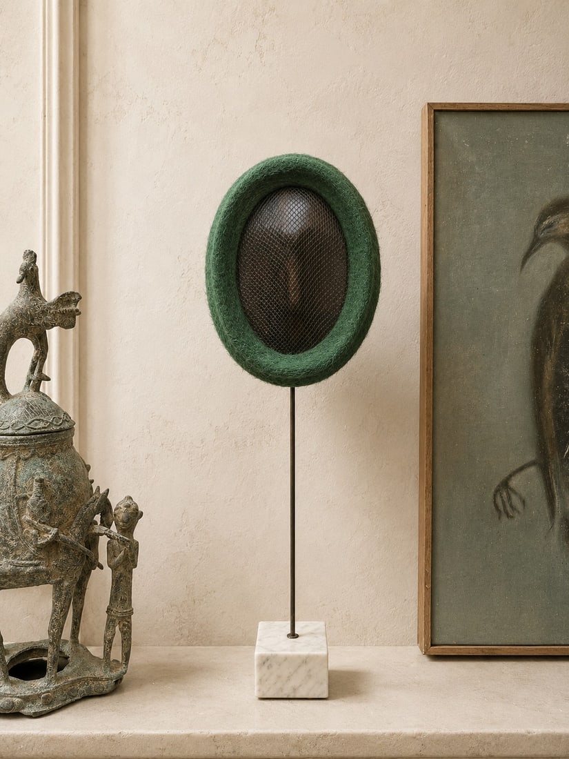 Pierre-Louis Graizon (1992) Portrait II Wood, felt, Melusine, nails, molded upcycled snakeskin (1 of 6)