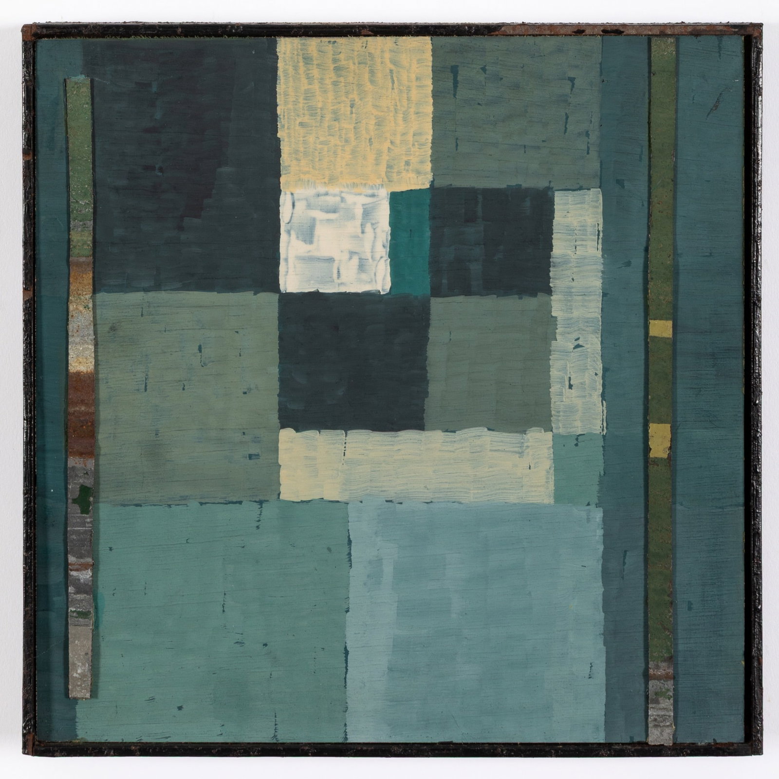 Marc Lambrechts (born in 1955) Square I Painting and mixed media on wood panel, in a metal frame: Marc Lambrechts (born in 1955)Square I Painting and mixed media on wood panel, in a metal frame2003H22.5 W22.5 cmSigned and dated, if present.Marc Lambrechts (born 1955)In Square I, Marc Lambrechts ex