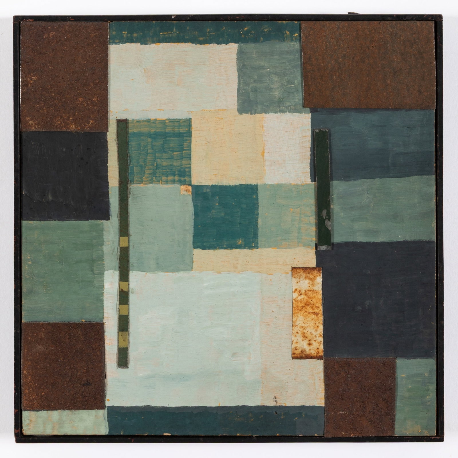 Marc Lambrechts (born 1955) Square IV Painting and mixed media on wood panel, in a metal frame 2003: Marc Lambrechts (born 1955)Square IVPainting and mixed media on wood panel, in a metal frame2003H22.5 W22.5 cmMarc Lambrechts (born 1955)In Square IV, Marc Lambrechts continues his exploration of mate