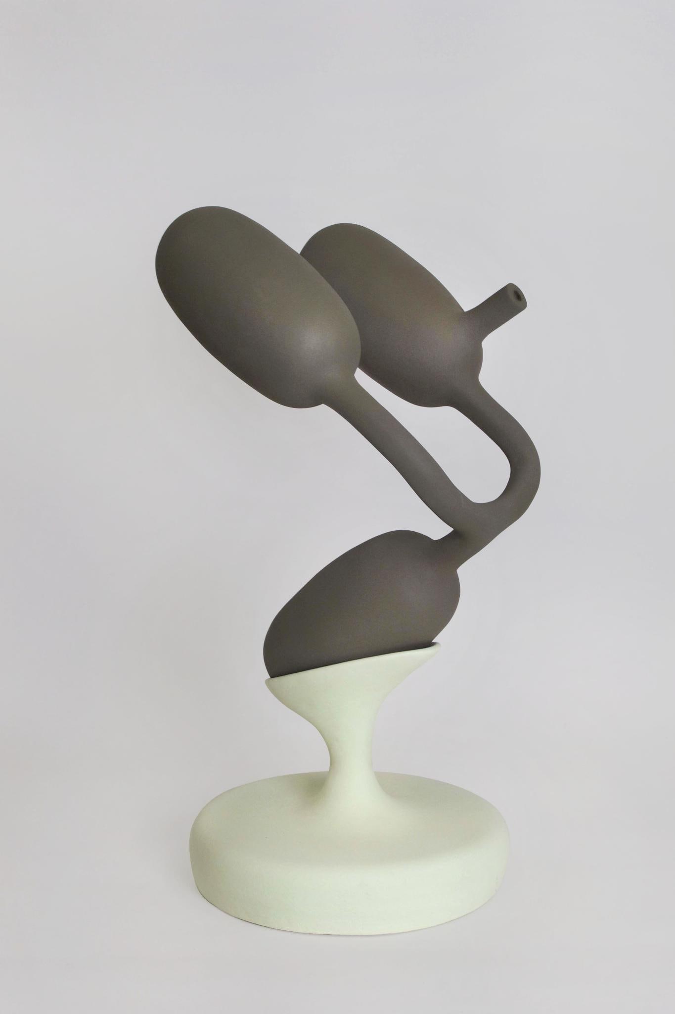 Abel Jallais Vase on a Base 5 Sculpture Stoneware, pastel green glazed stoneware base Date of (1 of 1)