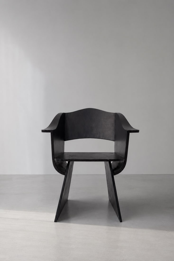 J.A. van ’t Leven Armchair Black-stained molded plywood One-of-a-kind prototype Netherlands, 2009 (1 of 4)