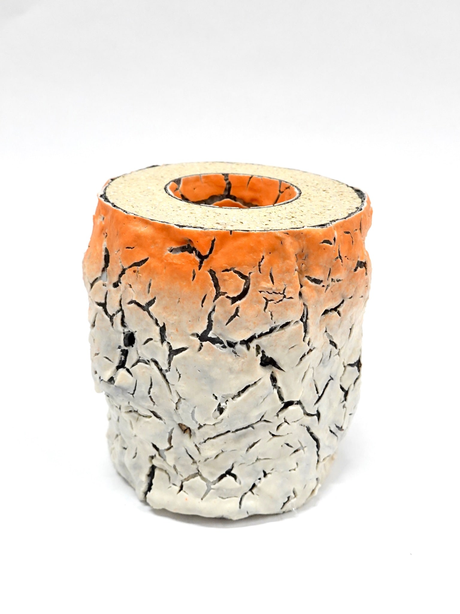 Irina Razumovskaya (born in 1990) Orange and White Cylinder from the Barkskin series Sculpture (1 of 2)
