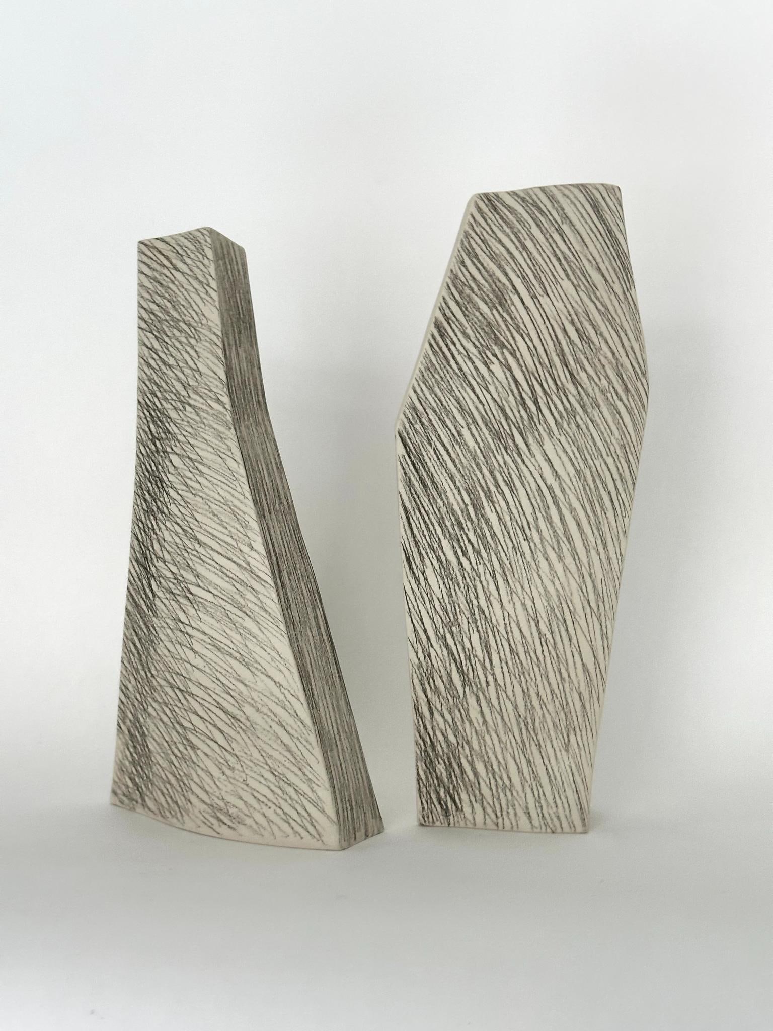 Guido de Zan (born in 1947) Vases A and B Two vases Stoneware Date of creation: 2025 A: H 28.5, W: Guido de Zan (born in 1947)Vases A and BTwo vasesStonewareDate of creation: 2025A: H 28.5, W 14.5, D 5.5 cmB: H 31, W 8, D 5 cm