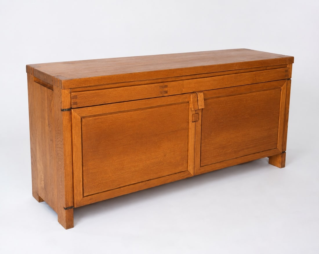 PIERRE CHAPO (1927–1987) Sideboard / buffet, “R08?? model Solid elm France, model designed (1 of 2)
