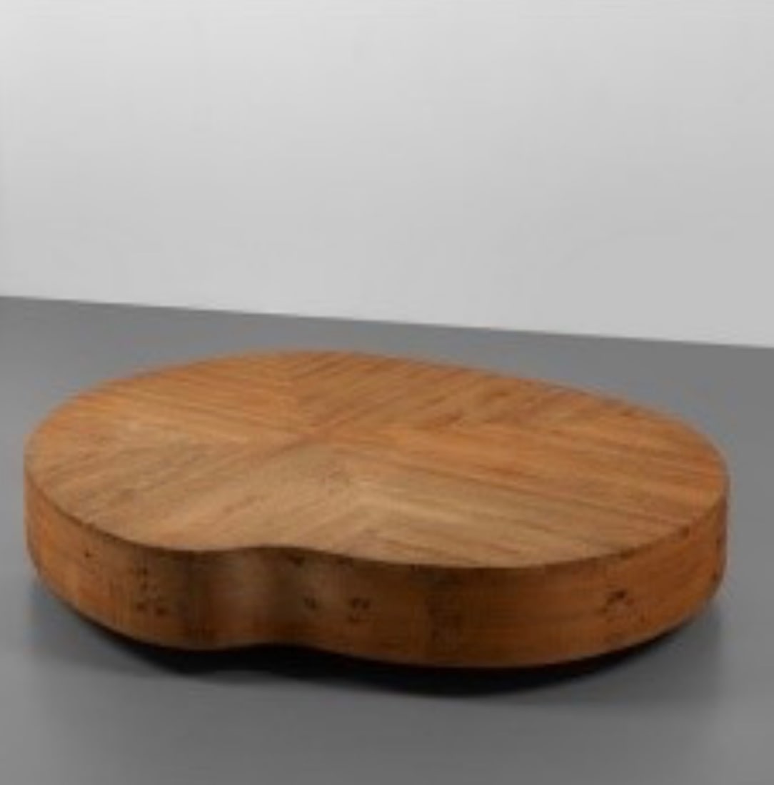 *Mario Ceroli (born in 1938) Sequoia Rolling Table Pine Poltronova Edition Date of creation: circa (1 of 1)