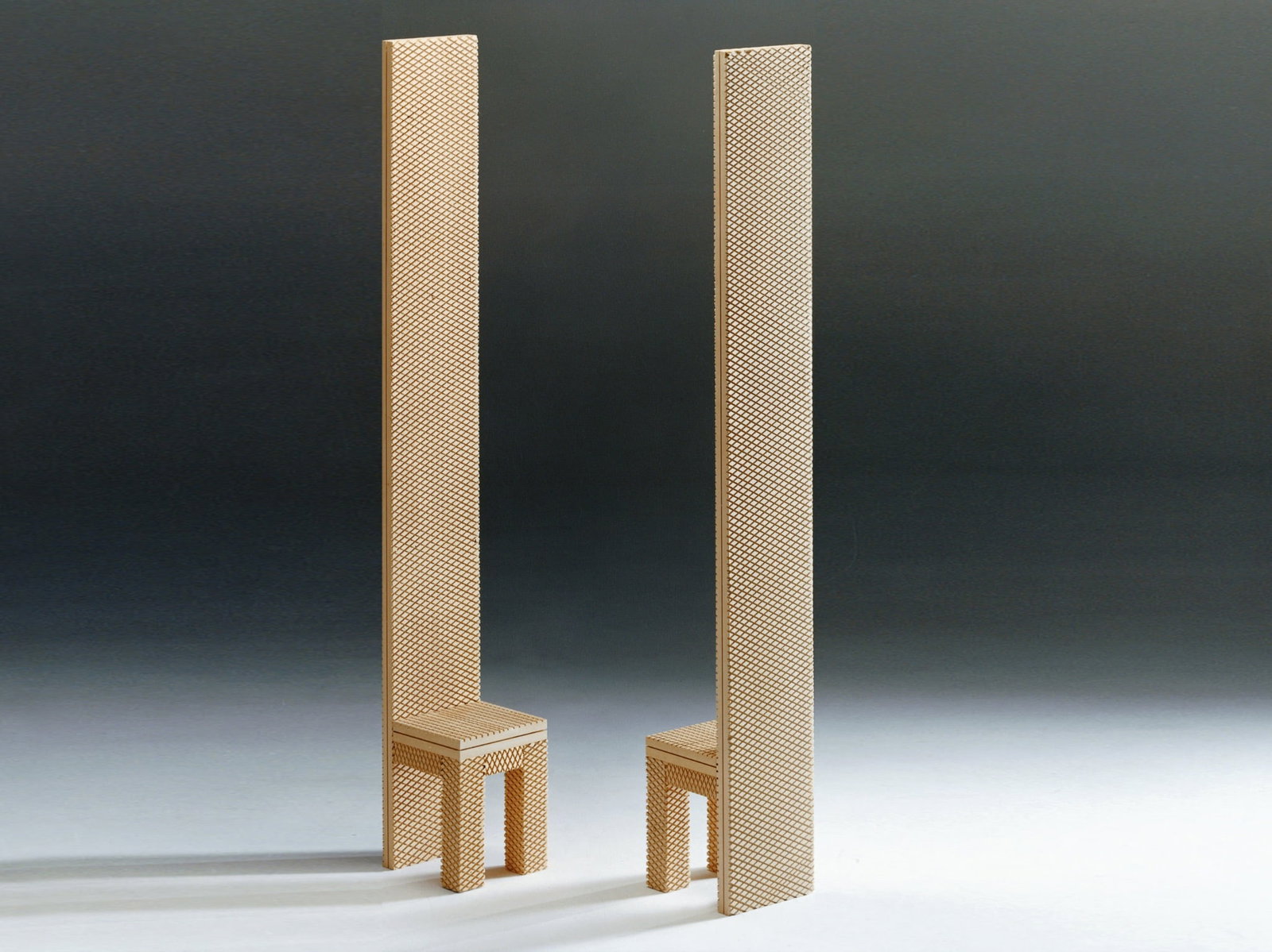 *Urano Palma Se Dio Pair of chairs Wood Year created: 1986 H 160 L 25 D 29 cm Additional charges: (1 of 2)