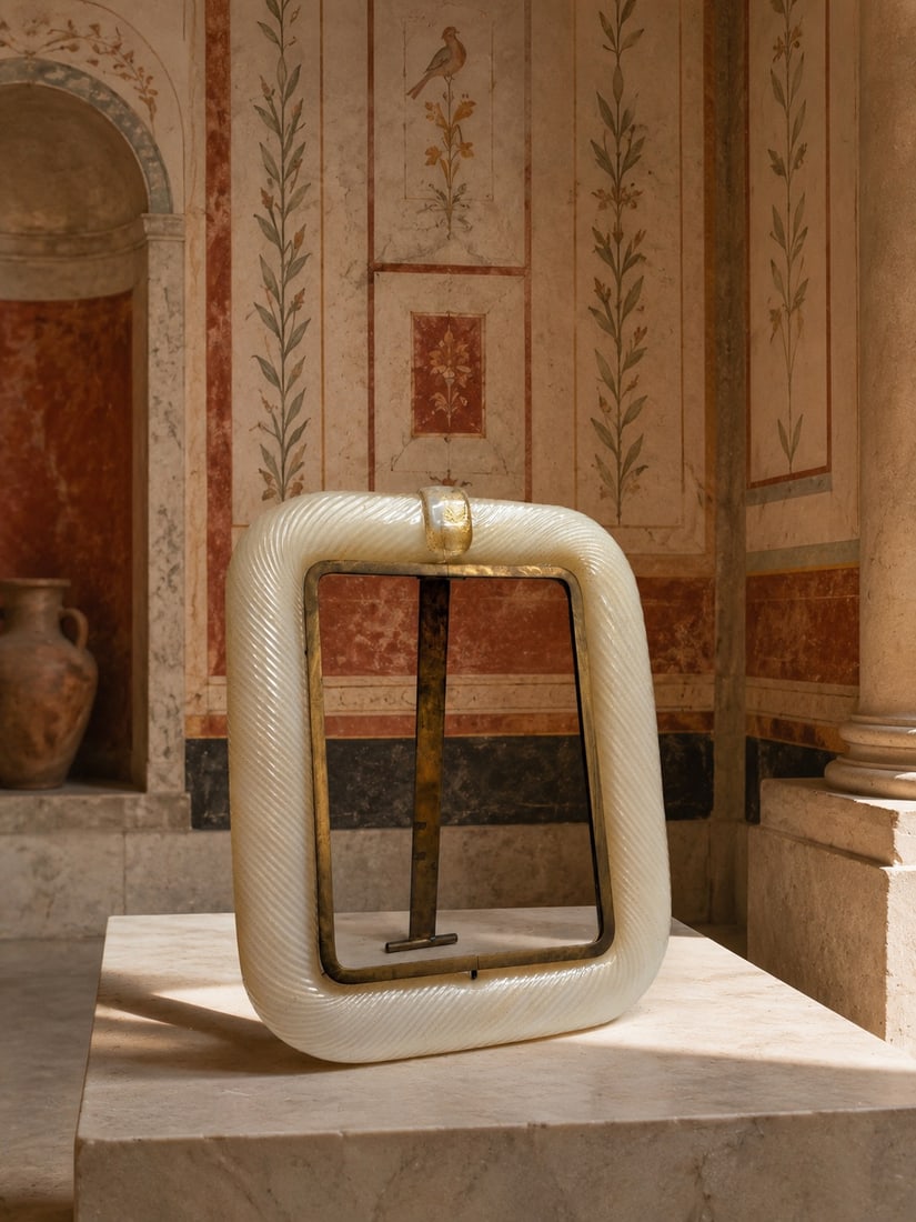 Tommaso Barbi (1905–2001) Tabletop photo frame Brass and Murano glass with gold powder inclusions (1 of 4)
