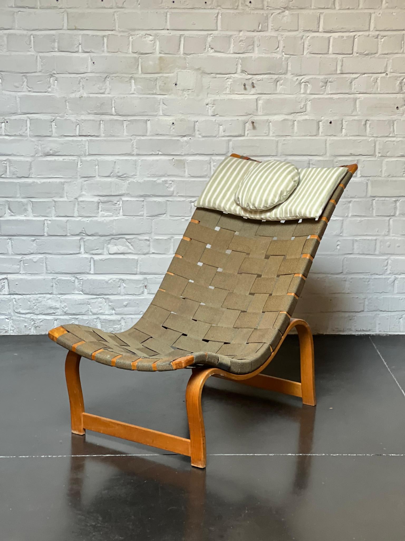 Bruno Mathsson (1907–1988) Vilstol Model 36 Armchair Laminated beech frame, woven strap upholstery (1 of 8)