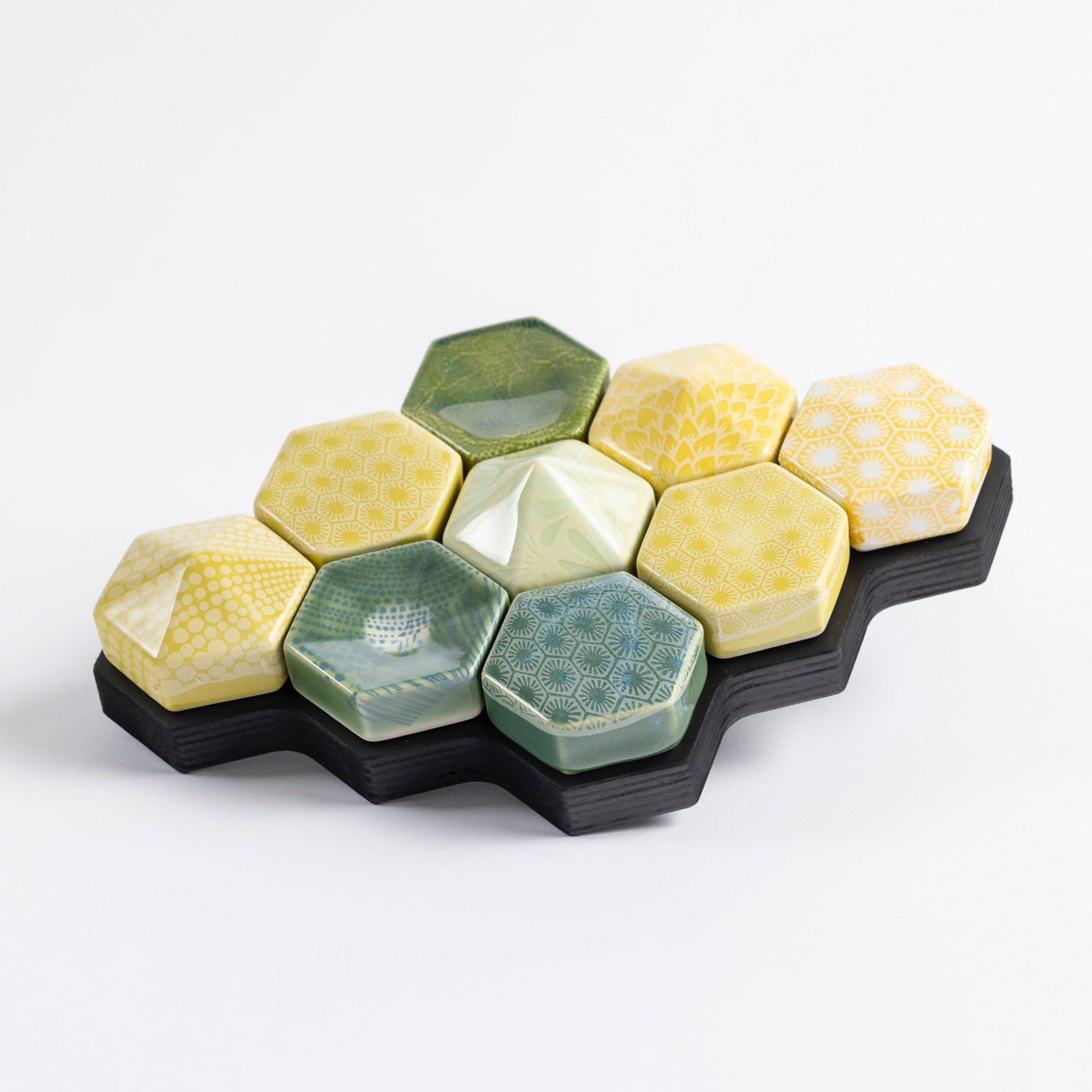 Heini Riitahuhta (born in 1975) Morning in August 2025—Aamu Elokuussa Hexagonal wall piece (1 of 2)