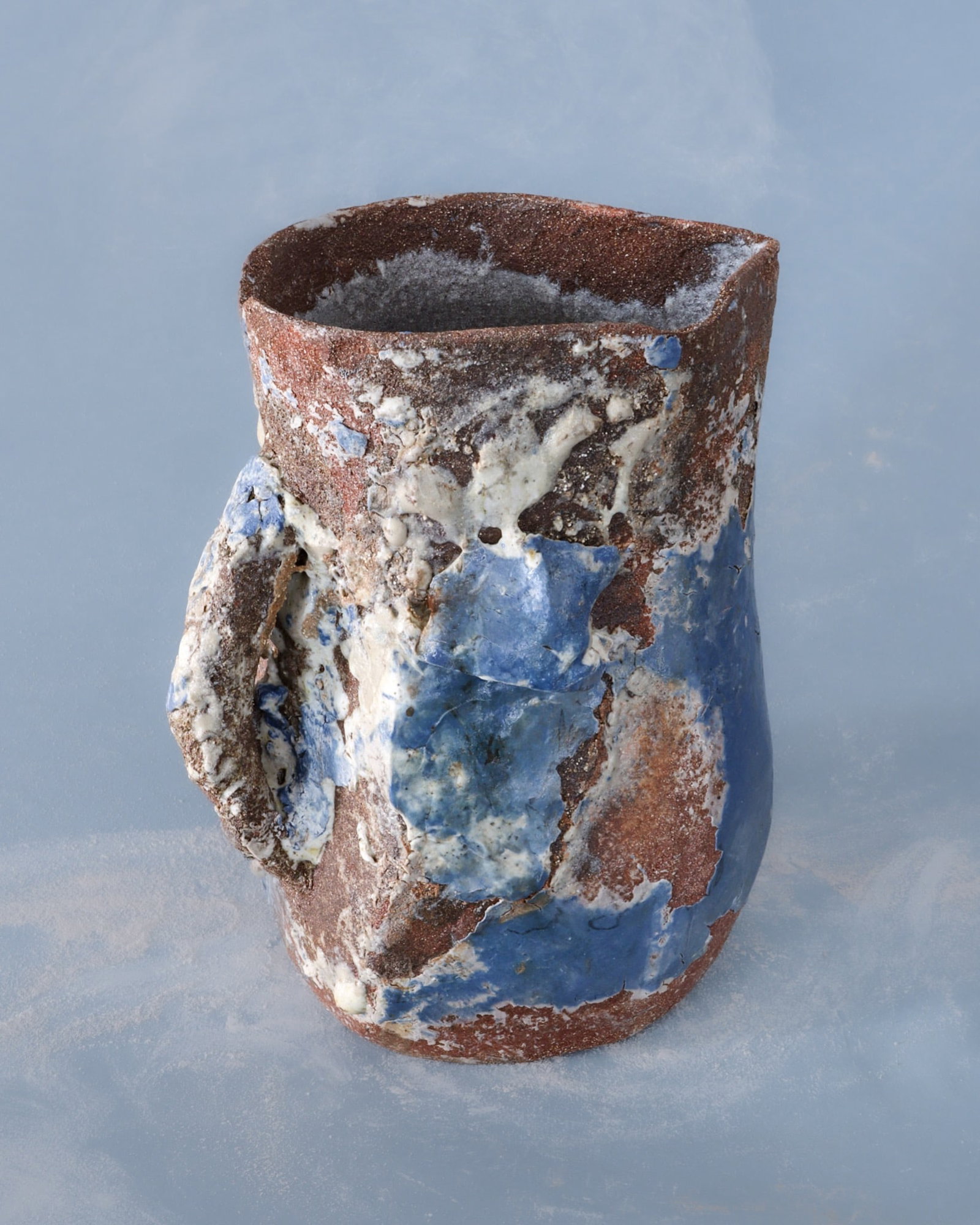Santiago Sahli Gressus 3 Wheel-thrown red stoneware vase Shaped with a mallet Experimental engobes (1 of 2)