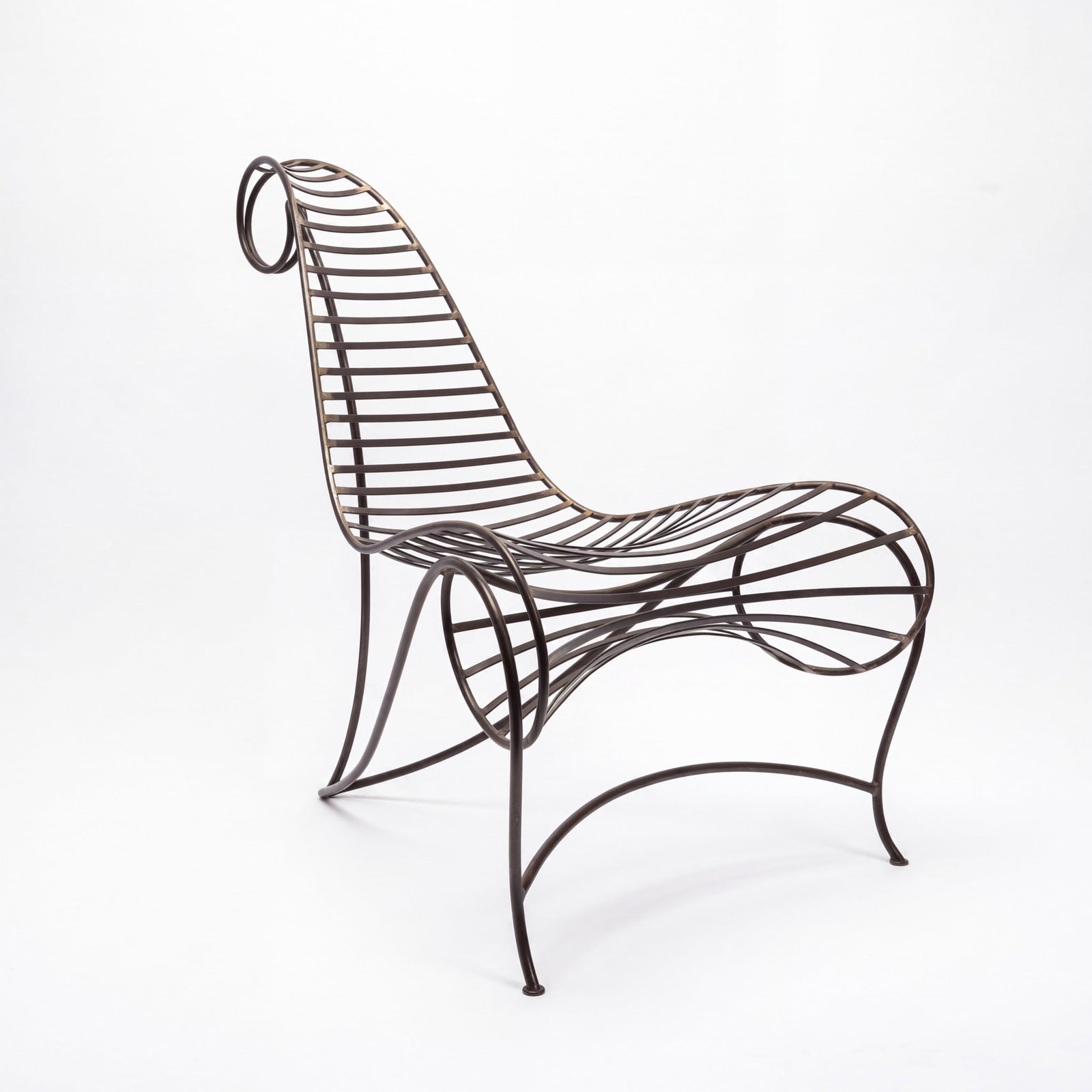 André Dubreuil (1951–2022) Spine Chair Chair Sculptural metal structure composed of a series of (1 of 4)