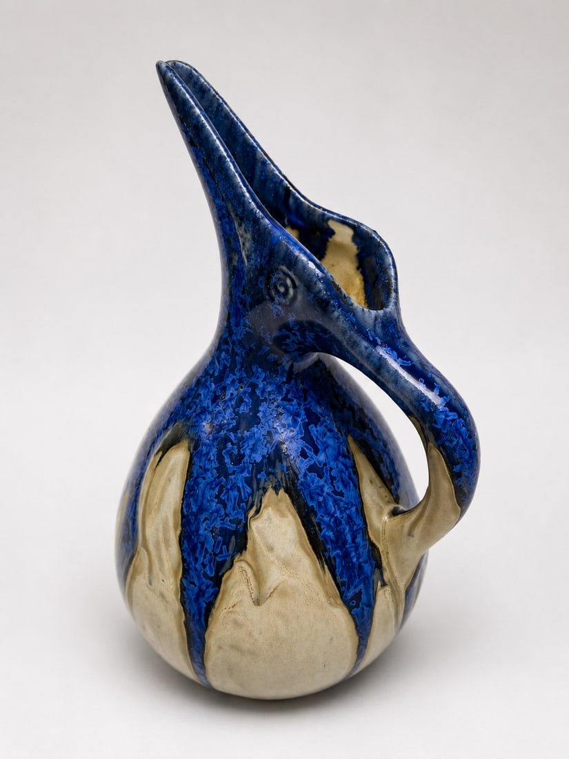 Gilbert Méténier (1876–1957) Art Deco sculptural ewer Stoneware with "Bleu de Gannat" (1 of 5)
