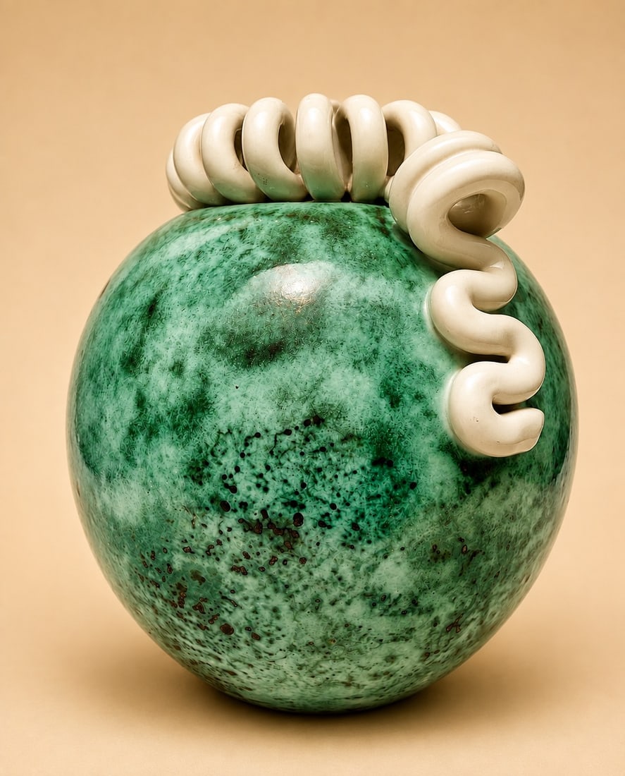 Sainte Radegonde Workshops Ceramic Ball Vase “Catherine?? model dating from the mid-20th century,: Sainte Radegonde WorkshopsCeramic Ball Vase“Catherine” model dating from the mid-20th century, circa 1940–1950H24.5 cmThis masterpiece comes from the famous Sainte-Radegonde workshops in Tou