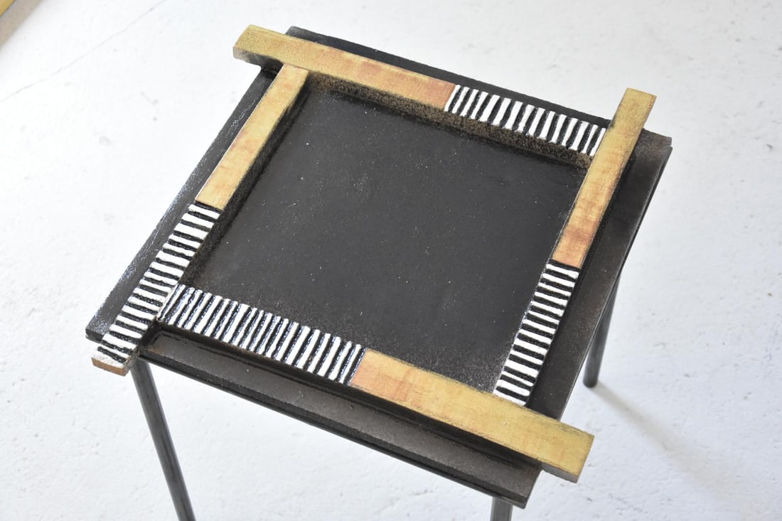 Sonja de Monchy Playground 2 Side Table Glazed chamotte stoneware with steel base Year created: (1 of 8)