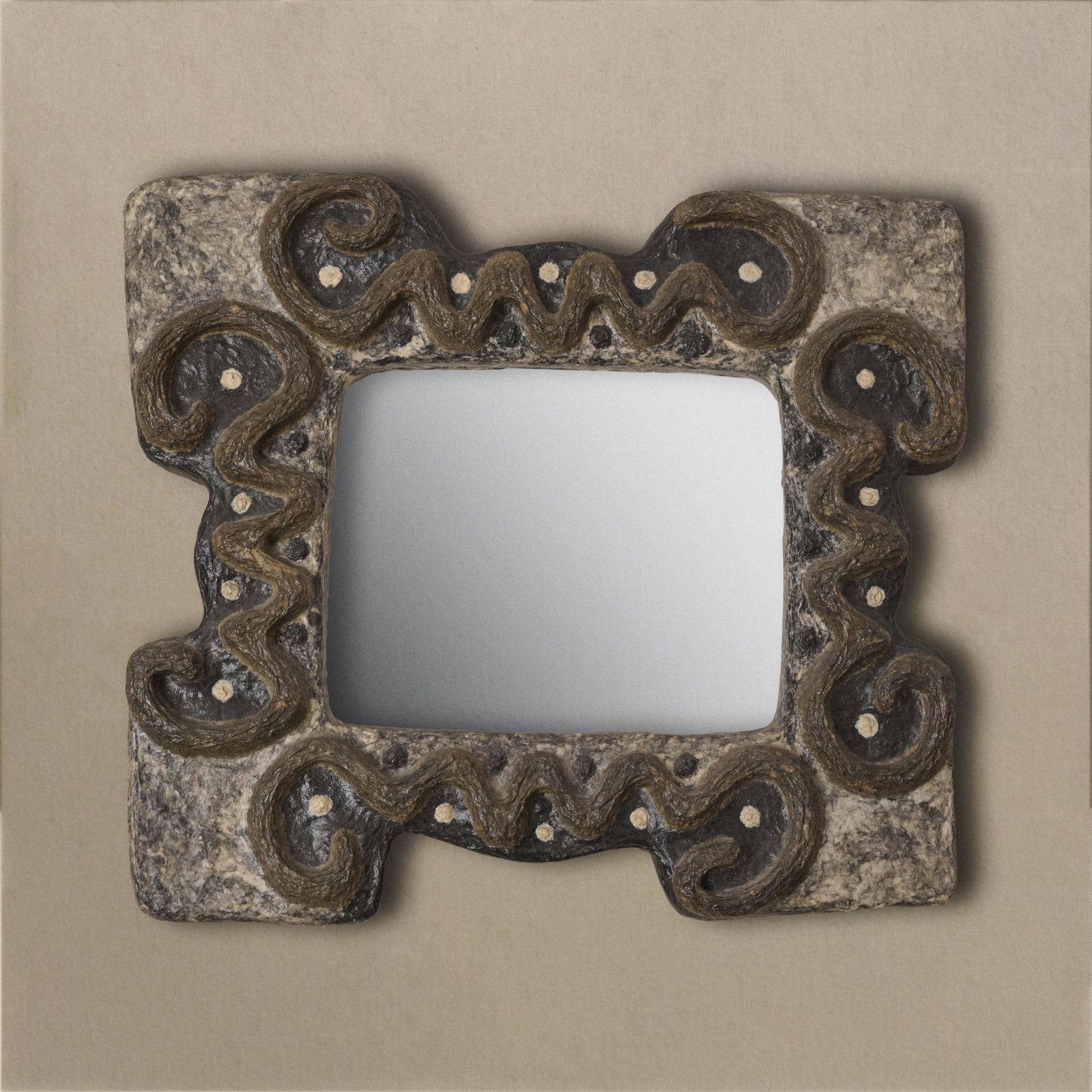 Agnès Pottier Mirror Papier-mâché En Attendant les Barbares Date of creation: circa 1990 H54 L46 (1 of 2)