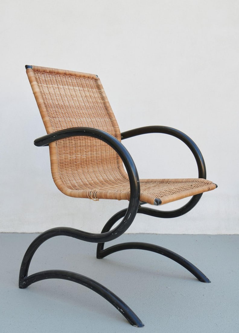 Wolfgang Laubersheimer (born in 1955) Kangaroo Armchair Black-lacquered tubular steel and cane (1 of 5)