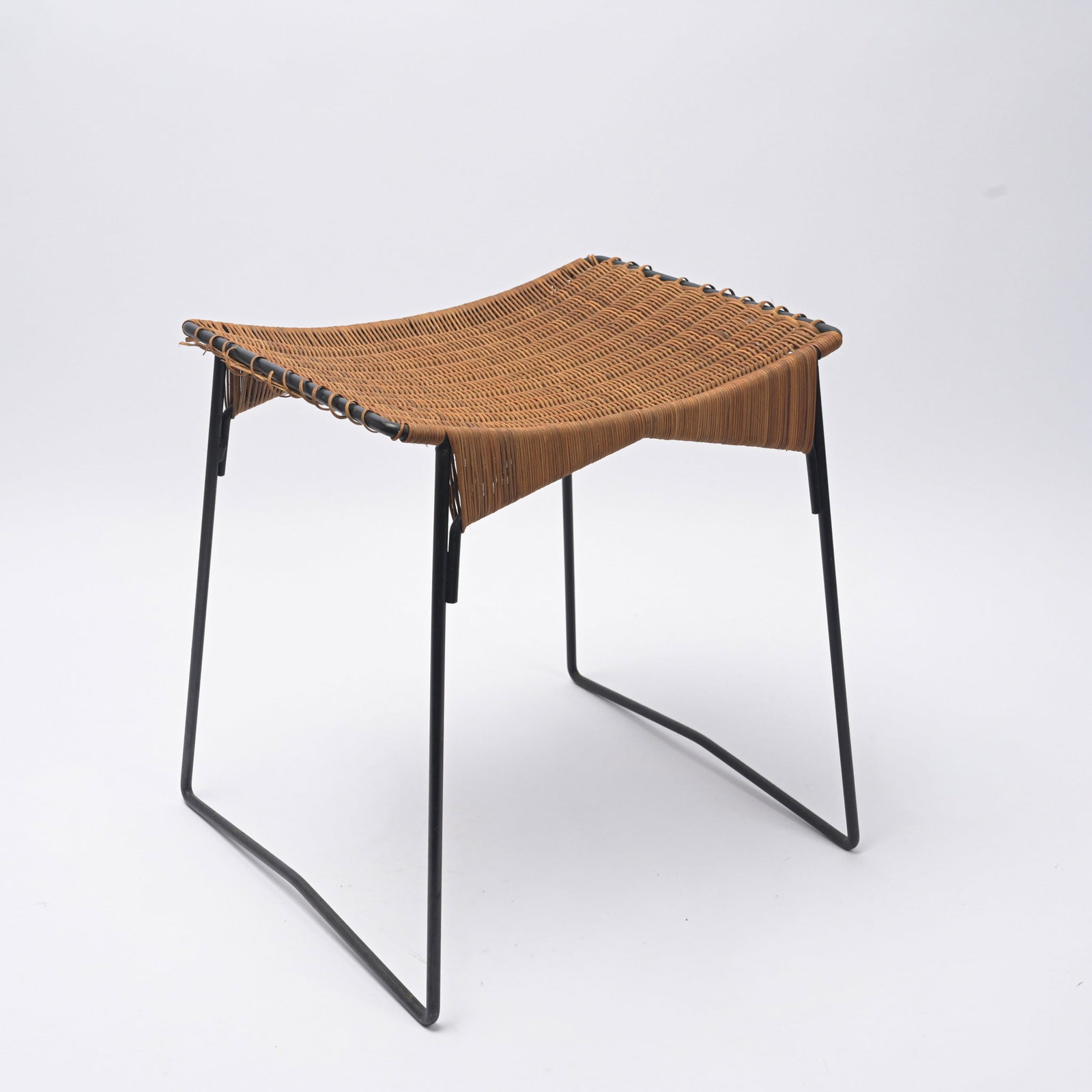 Nicole (1935–2012) and Michelle Anasse (1935–2000), attributed to Wicker and metal stool Circa (1 of 3)