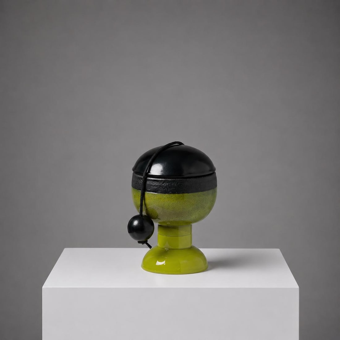 Ettore Sottsass (1917–2007) Vase from the “Couleur?? series Glazed ceramic, leather, and (1 of 1)