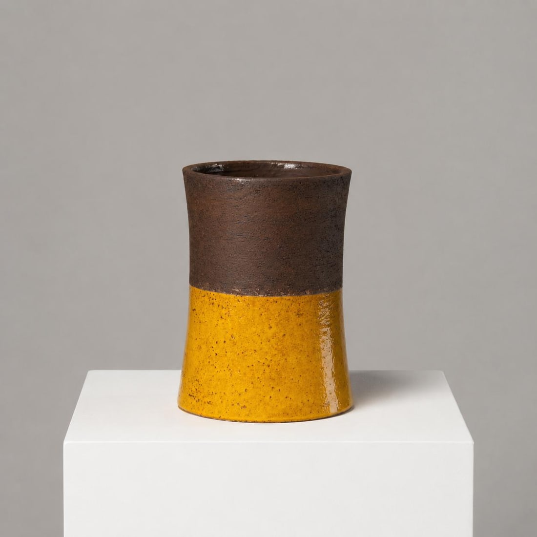 Ettore Sottsass (1917–2007) Lava Vase Glazed ceramic, leather, and lacquered wood Produced by (1 of 1)
