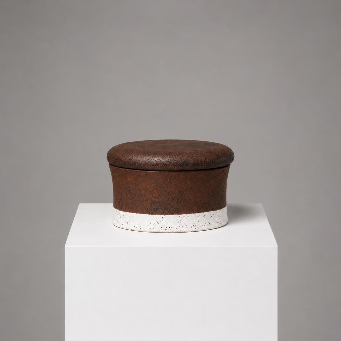 Ettore Sottsass (1917–2007) Lava ceramic Lidded box Glazed ceramic, leather, and lacquered wood (1 of 1)