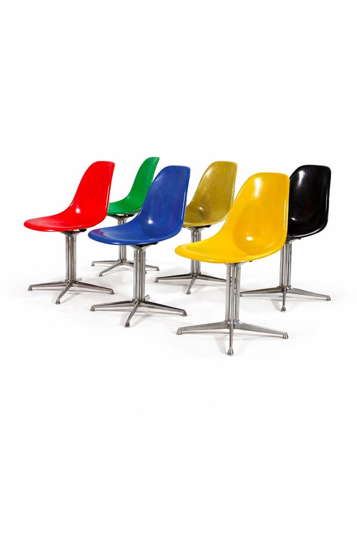 Charles (1907–1978) & Ray Eames (1912–1988) La Fonda Set of six chairs Aluminum and (1 of 7)