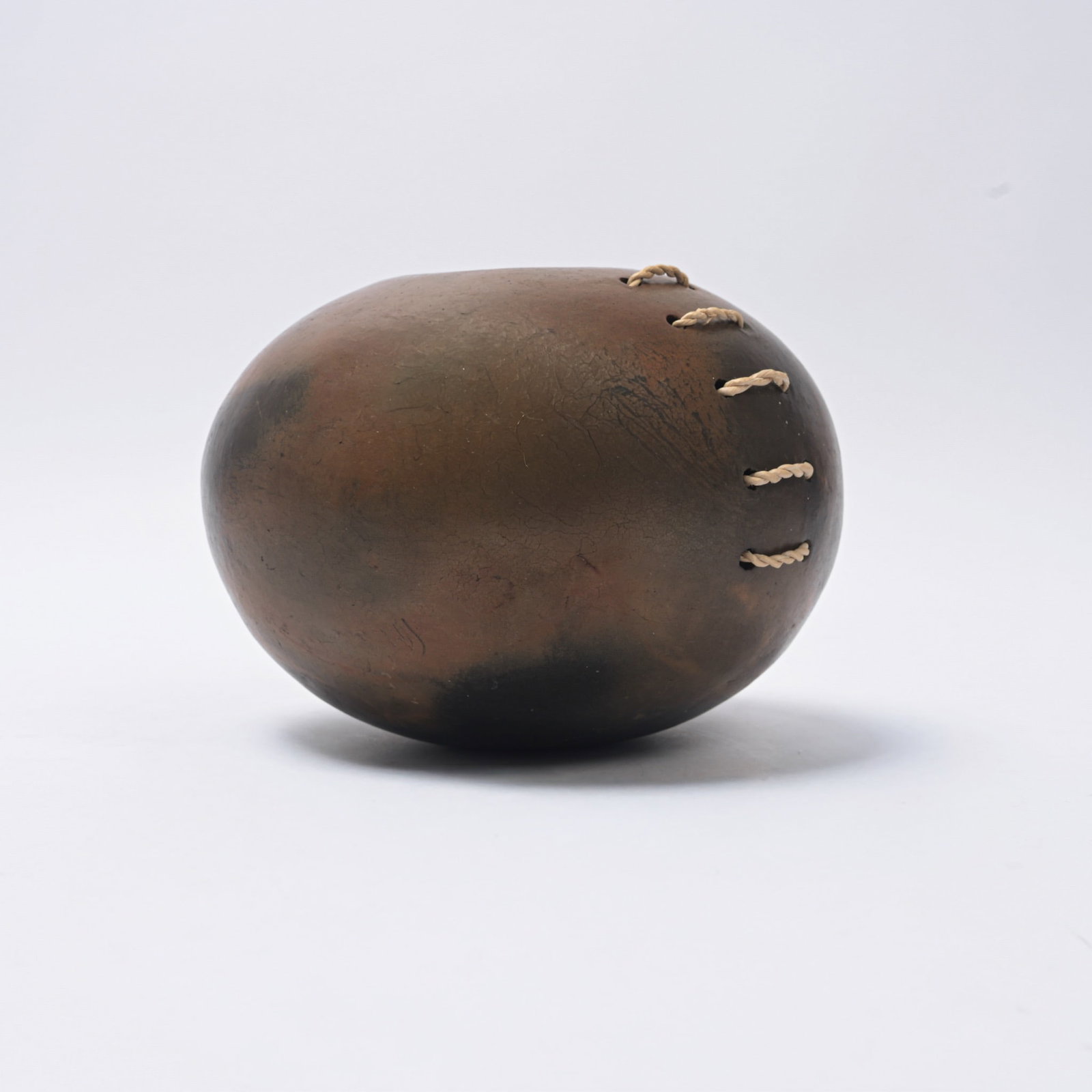 Etni-Tecni Calabash Vase Ceramic with a weathered finish, assembled with rope 1991 H21 D18 cm In (1 of 4)