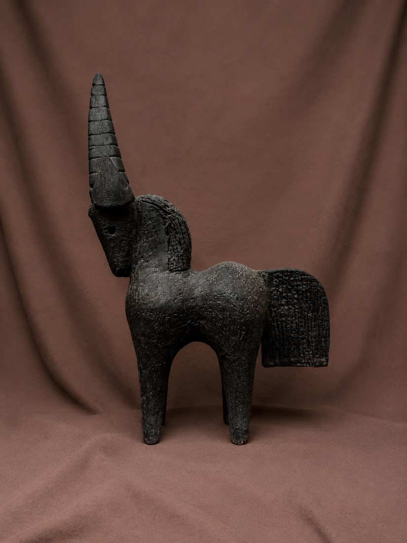 Dominique Pouchain (born in 1956) Unicorn Sculpture Ceramic, glaze, metal, and bronze Date of (1 of 8)