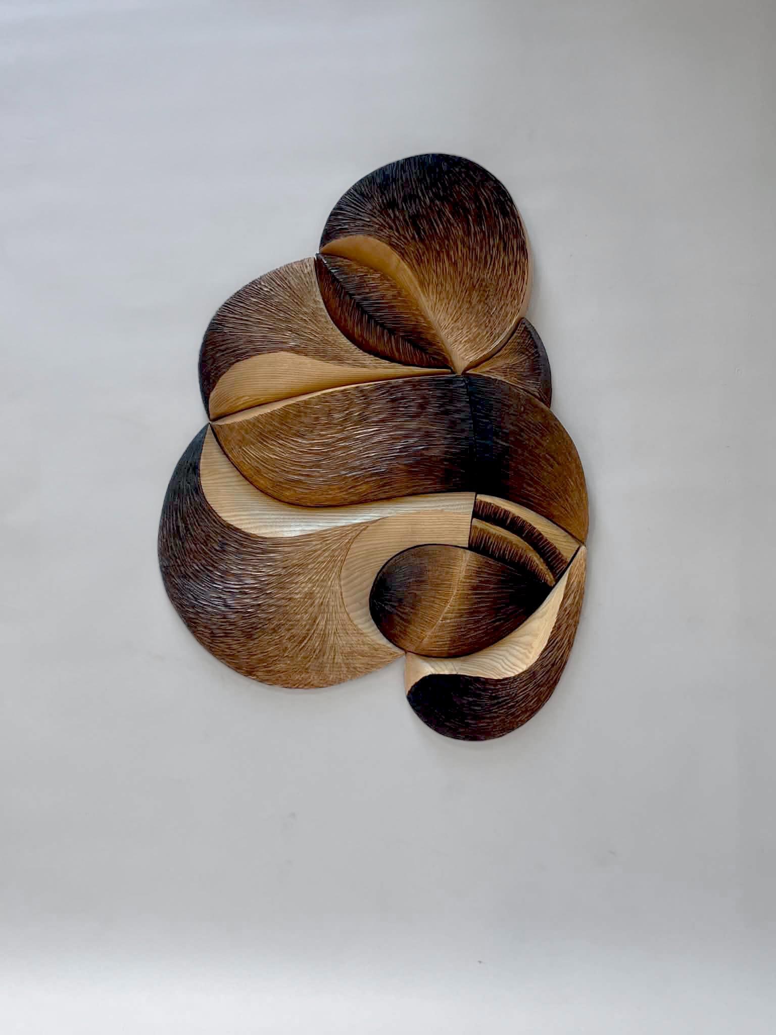 Julian Diaz Abstract composition: Julian DiazAbstract CompositionWooden painting Hand-carved and charred ash and oak H85 L65 P5 cm