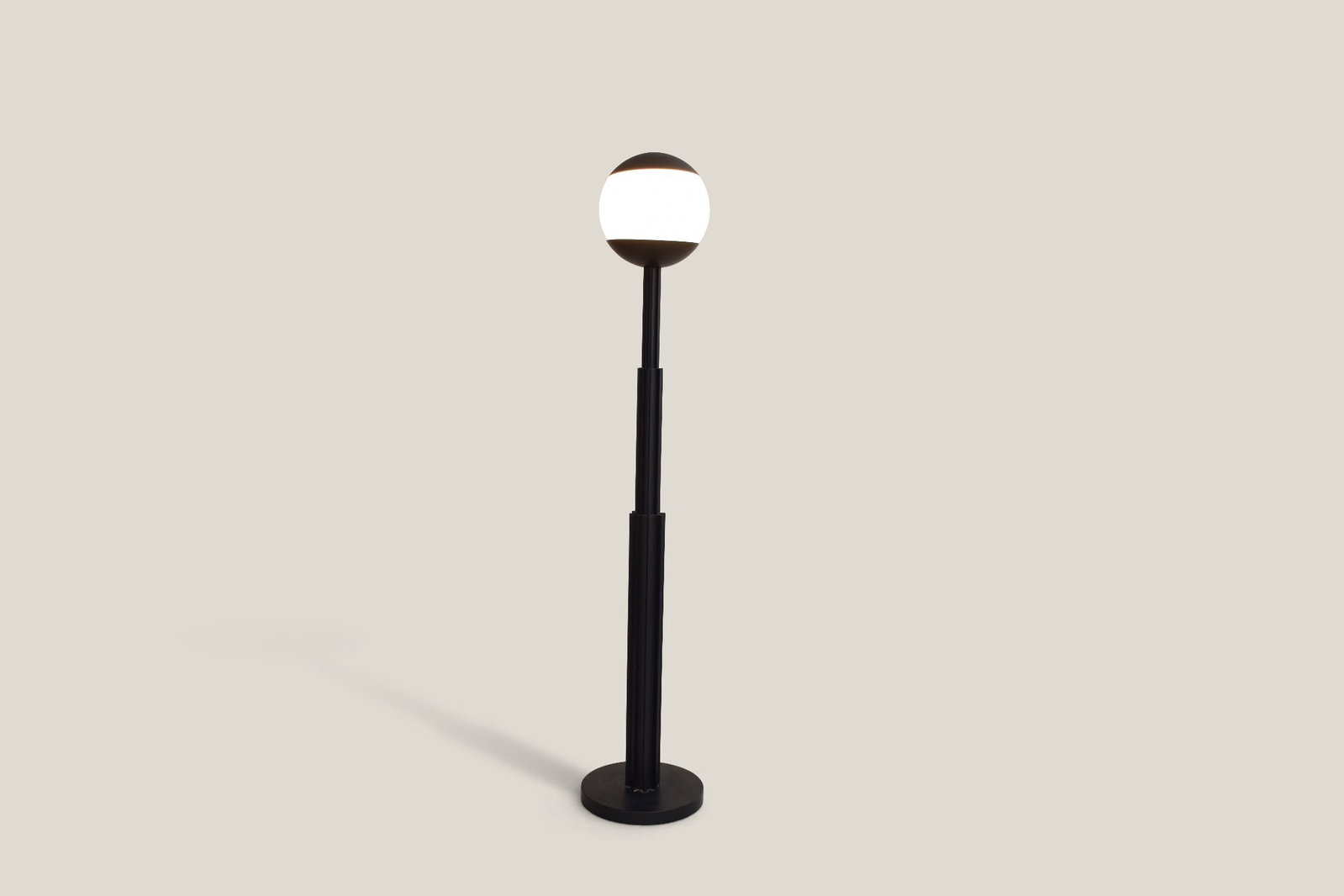 Aldo Rossi (1931–1997) Arlamter: Aldo Rossi (1931–1997)Arlamter ModelFloor lamp Lacquered aluminum and opaline glassProduced by Alessi, Crusinallo di OmegnaModel designed in 1988Production dates: 1991–1994H180 Ø36 cmProvenance: 