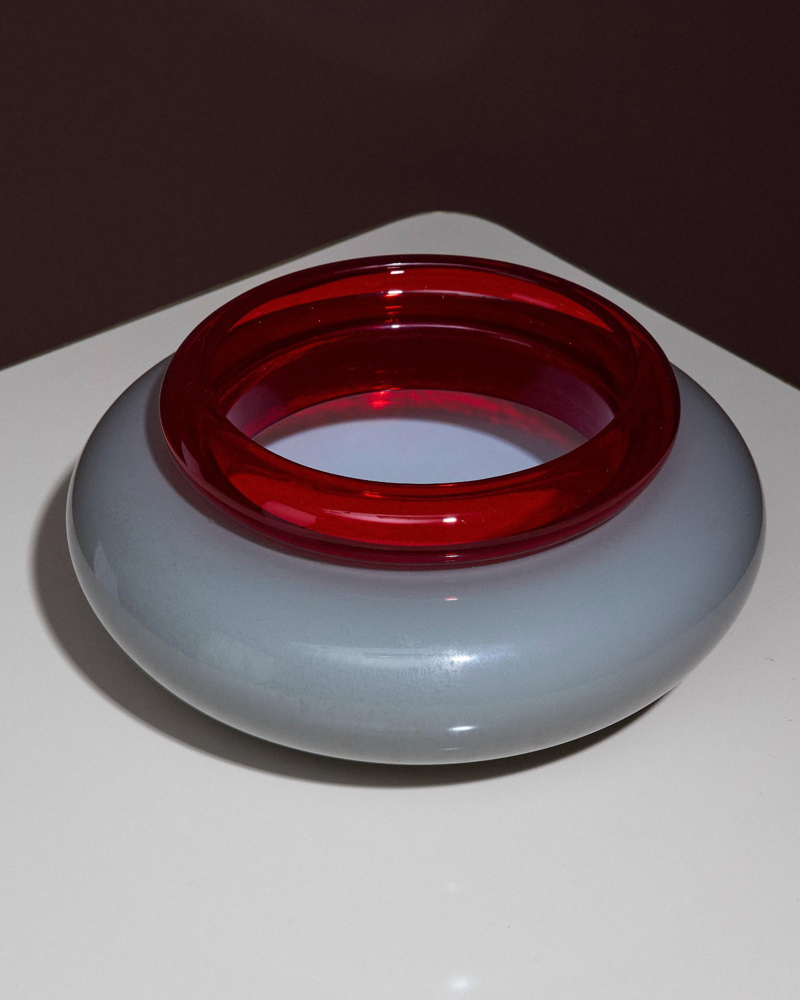 Carlo Nason (born in 1935) S2035 Vase: Carlo Nason (born in 1935) S2035Vase Semi-transparent gray and transparent glass H 14.5, D 35 cm H 14,"