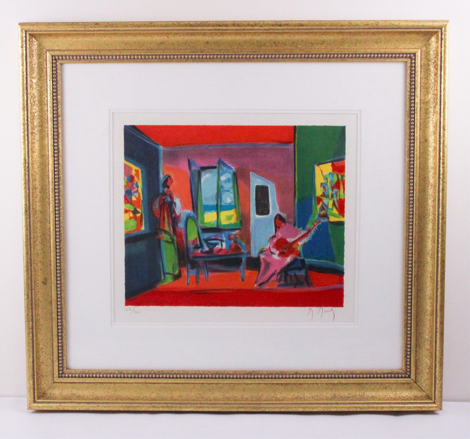 Marcel Moudy, France 1918-2008, "La Musicienne", Lithograph in color on woven paper, 24" x 26": Marcel MoudyFrance, 1918-2008"La Musicienne"Lithograph in color on woven paperMarcel Mouly "La Musicienne" limited edition 68/300 Pencil Signed Lithograph24" x 26"