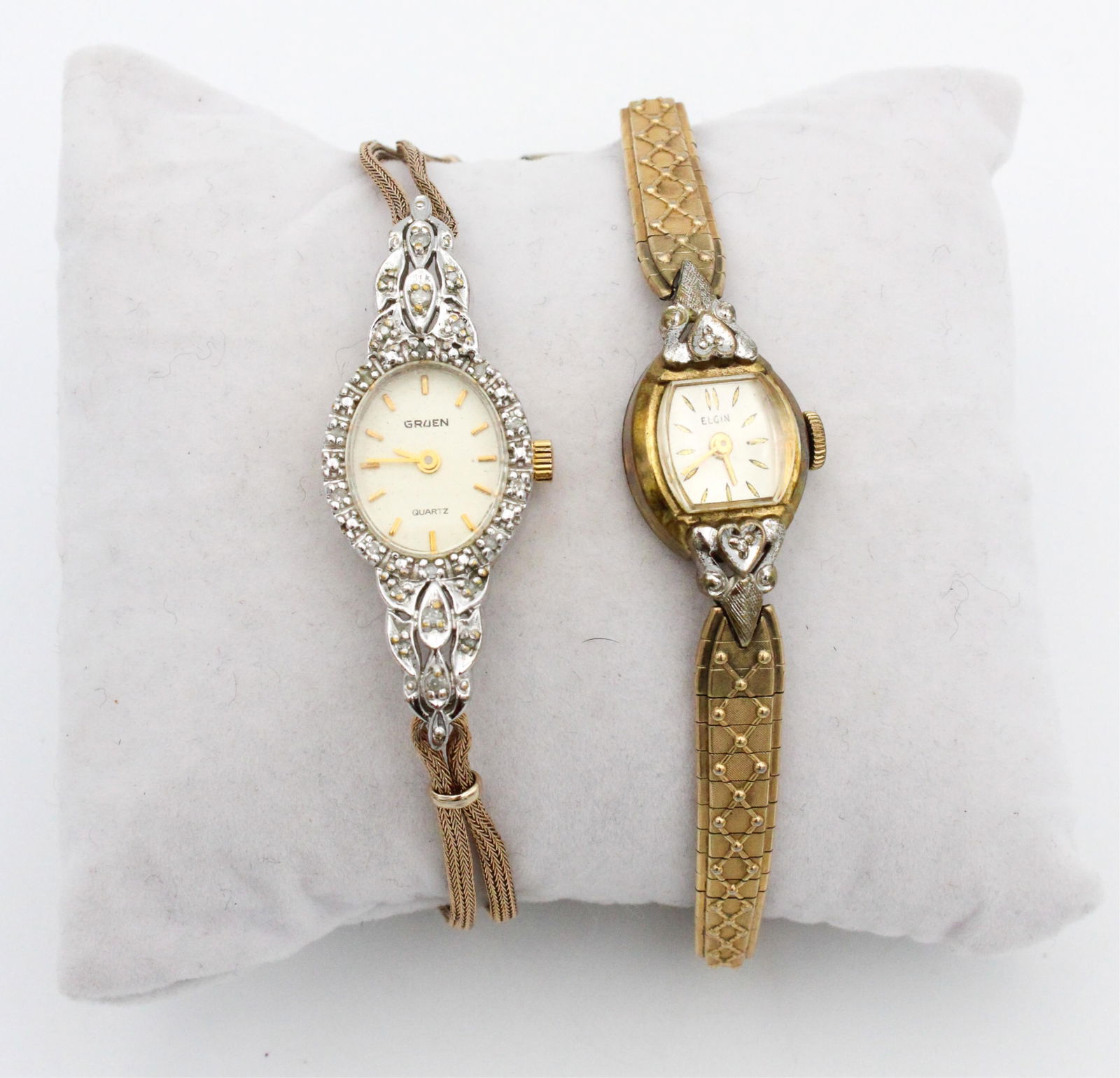 Two Ladie's Vintage Diamond Sweater Watches Gruen & Elgin (1 of 14)