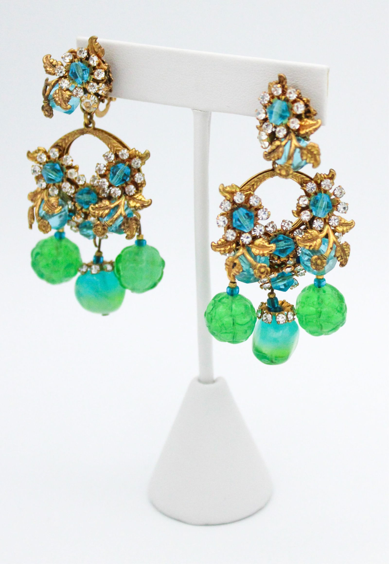 Miriam Haskell Rare Miriam Haskell Chandelier Earrings, 70mm (1 of 8)
