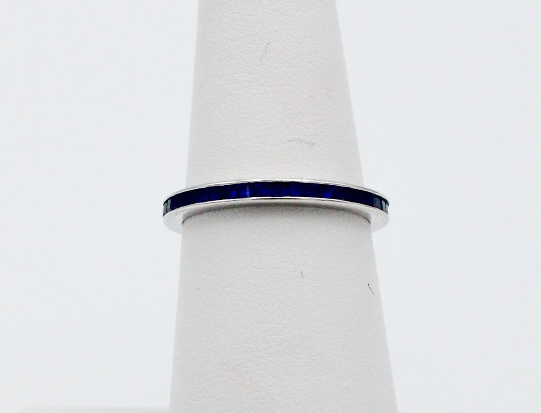 Sapphire Eternity Band: Sapphire Eternity Band 14kt white gold, size 6 dark blue sapphires; size 6