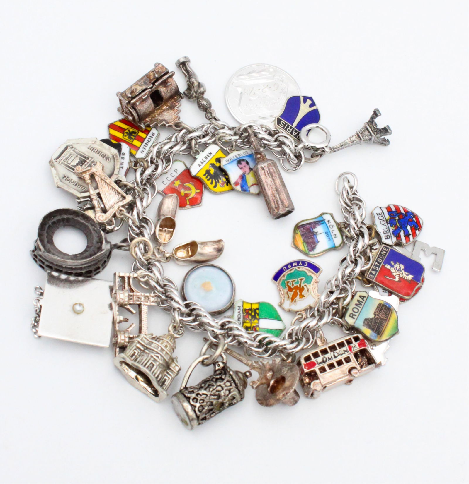 Vintage Sterling Silver Travelers Charm Bracelet (1 of 7)