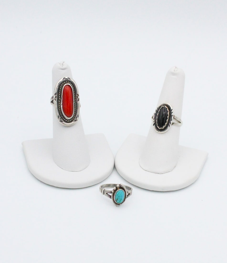 GM, NN Grouping of Sterling Rings with Stones, 7.5, 4, 5.5 (1 of 7)